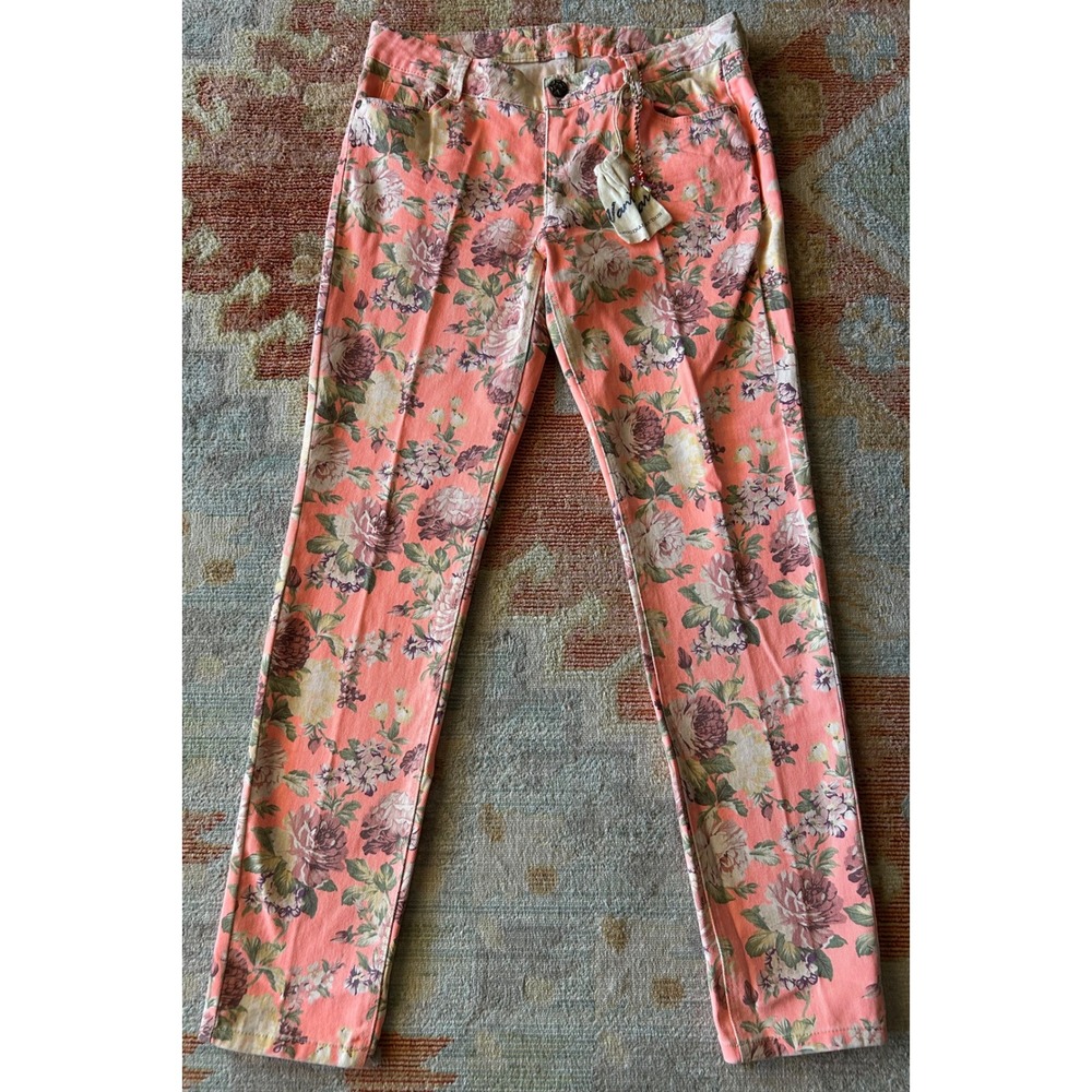 Vanilla Star Floral Print Skinny Jeans Colorful Casual Pants Size 11